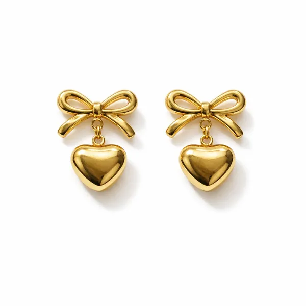 Gold_Plated_Bow_Heart_Drop_Dangle_Earrings_For_Women